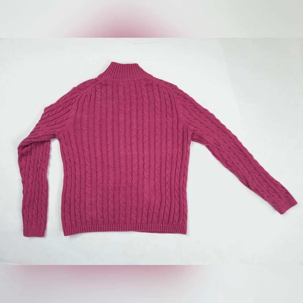 L.L. Bean Raspberry Cable Knit Cardigan - Picture 10 of 15